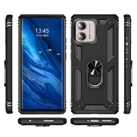 For Motorola Edge+ (2023) Phone Case Ring Holder Kickstand PC+TPU Anti-drop Cover