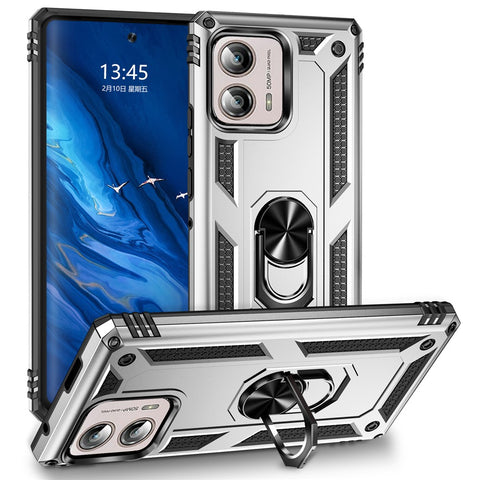 For Motorola Edge+ (2023) Phone Case Ring Holder Kickstand PC+TPU Anti-drop Cover