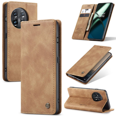 CASEME 013 Series Phone Shell for OnePlus 11 5G Magnetic Flip PU Leather Case Wallet Stand Cover