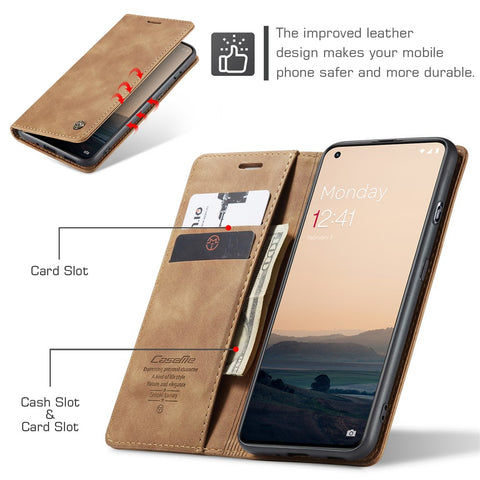 CASEME 013 Series Phone Shell for OnePlus 11 5G Magnetic Flip PU Leather Case Wallet Stand Cover