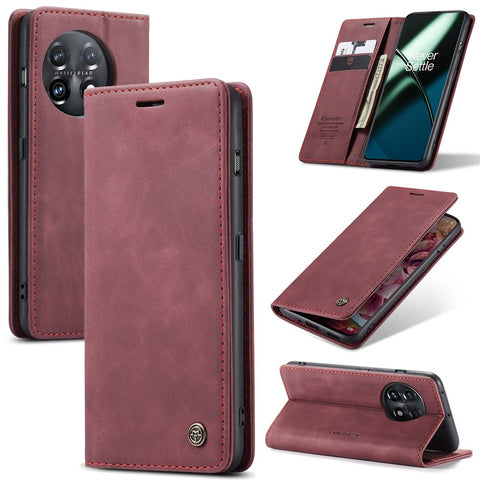 CASEME 013 Series Phone Shell for OnePlus 11 5G Magnetic Flip PU Leather Case Wallet Stand Cover