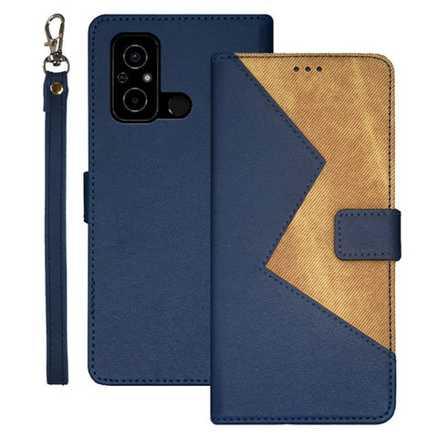 IDEWEI For Xiaomi Poco C55 4G PU Leather Flip Folio Case Card Slots Stand Color Splicing Phone Cover
