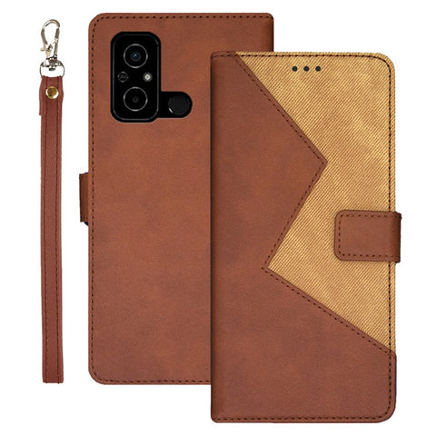 IDEWEI For Xiaomi Poco C55 4G PU Leather Flip Folio Case Card Slots Stand Color Splicing Phone Cover
