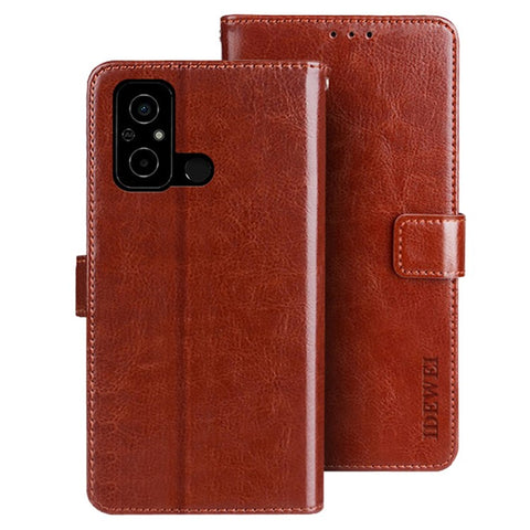 IDEWEI For Xiaomi Poco C55 4G Wallet Crazy Horse Texture Stand Cover PU Leather Phone Case