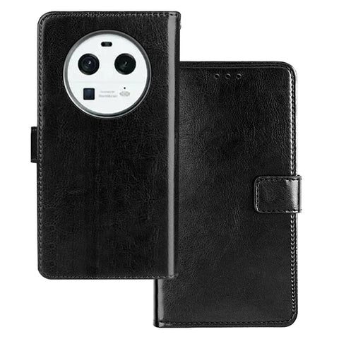 IDEWEI For Oppo Find X6 Flip Stand Wallet Cover Crazy Horse Texture PU Leather+TPU Phone Case
