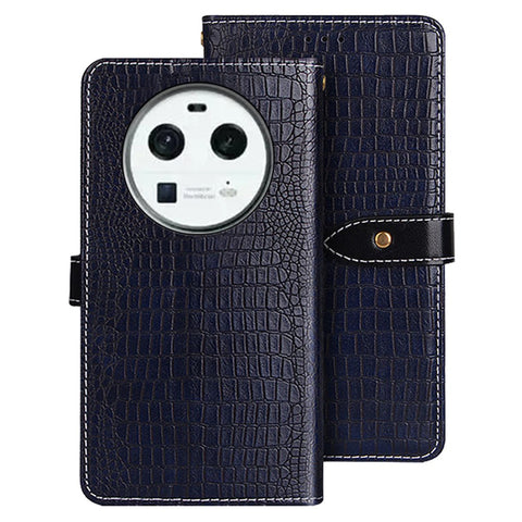 IDEWEI For Oppo Find X6 Crocodile Texture Stand Flip Leather Phone Cover Wallet Phone Case
