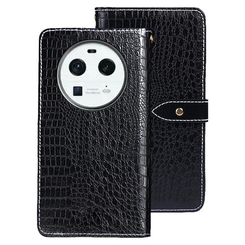 IDEWEI For Oppo Find X6 Crocodile Texture Stand Flip Leather Phone Cover Wallet Phone Case