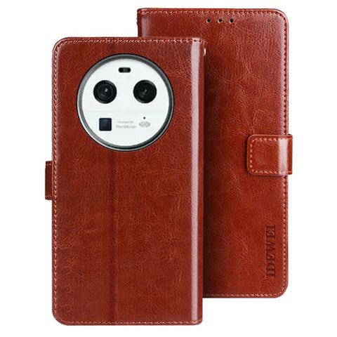 IDEWEI For Oppo Find X6 PU Leather Wallet Case Crazy Horse Texture Stand Magnetic Phone Cover