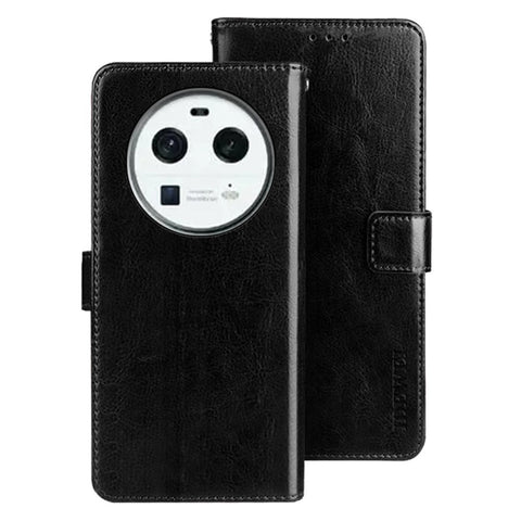 IDEWEI For Oppo Find X6 PU Leather Wallet Case Crazy Horse Texture Stand Magnetic Phone Cover