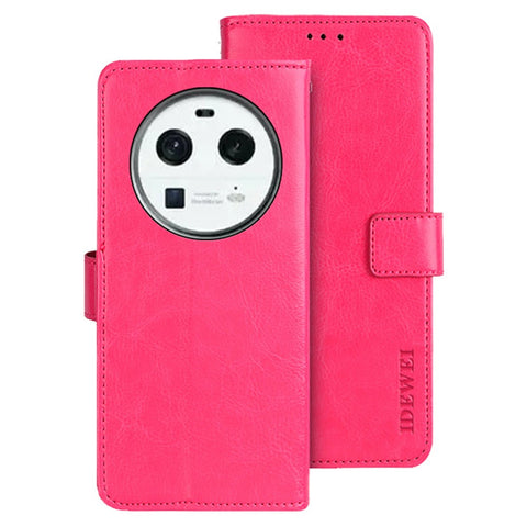 IDEWEI For Oppo Find X6 PU Leather Wallet Case Crazy Horse Texture Stand Magnetic Phone Cover