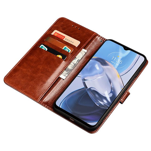IDEWEI For Motorola Moto G73 5G PU Leather Wallet Phone Case Crazy Horse Texture Stand Cover