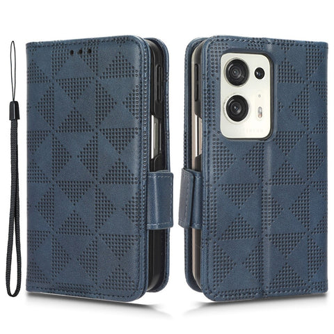 For Oppo Find N2 5G Stand Phone Case PU Leather Imprinted Triangle Protective Phone Wallet Cover
