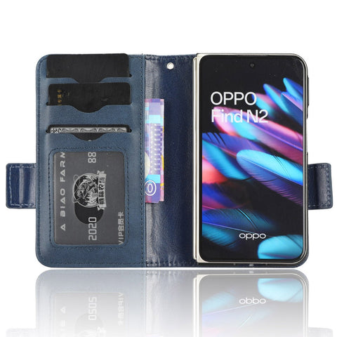 For Oppo Find N2 5G Stand Phone Case PU Leather Imprinted Triangle Protective Phone Wallet Cover