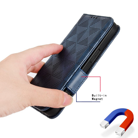 For Oppo Find N2 5G Stand Phone Case PU Leather Imprinted Triangle Protective Phone Wallet Cover