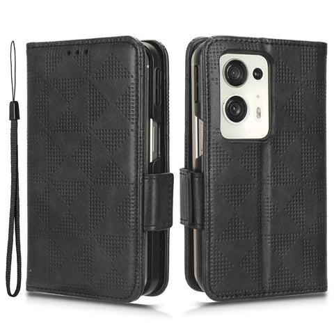 For Oppo Find N2 5G Stand Phone Case PU Leather Imprinted Triangle Protective Phone Wallet Cover