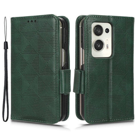 For Oppo Find N2 5G Stand Phone Case PU Leather Imprinted Triangle Protective Phone Wallet Cover