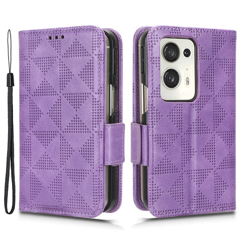 For Oppo Find N2 5G Stand Phone Case PU Leather Imprinted Triangle Protective Phone Wallet Cover