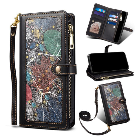 ESEBLE for Samsung Galaxy M54 5G / F54 5G RFID Blocking Leather Phone Case Zipper Pocket Wallet Stand Cover