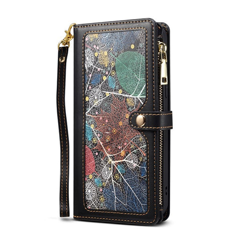 ESEBLE for Samsung Galaxy M54 5G / F54 5G RFID Blocking Leather Phone Case Zipper Pocket Wallet Stand Cover
