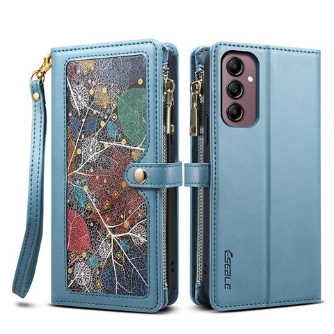ESEBLE for Samsung Galaxy M54 5G / F54 5G RFID Blocking Leather Phone Case Zipper Pocket Wallet Stand Cover