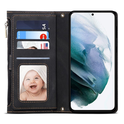 ESEBLE Star Series for Samsung Galaxy M54 5G / F54 5G Phone Stand Case Zipper Pocket Wallet Leather Phone Cover