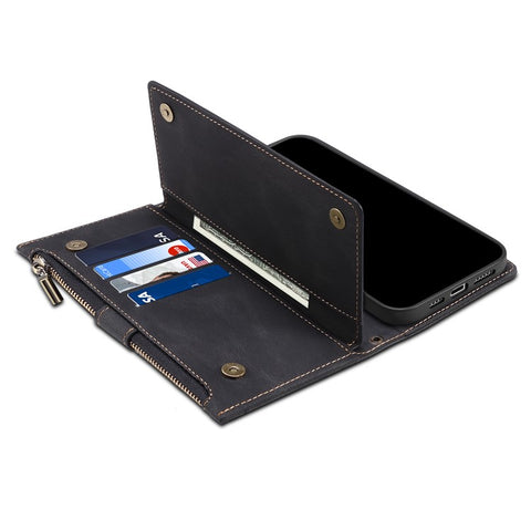 ESEBLE Star Series for Samsung Galaxy M54 5G / F54 5G Phone Stand Case Zipper Pocket Wallet Leather Phone Cover