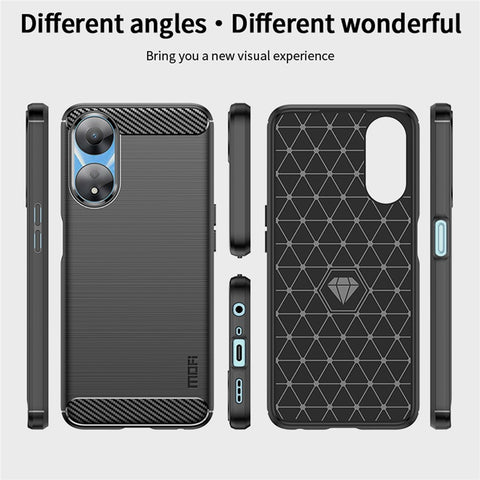 MOFI JK TPU Series-1 Carbon Fiber Back Cover for Oppo A58 5G / A58x 5G / A78 5G Brushed TPU Phone Shell