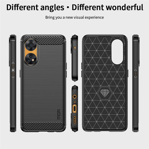 MOFI JK TPU Series-1 For Oppo Reno8 T 4G Carbon Fiber Back Cover Brushed TPU Phone Shell