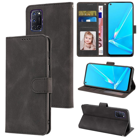 For Oppo A72 / A52 / A92 4G Wallet Phone Case PU Leather Stand Shockproof Flip Cover with Strap