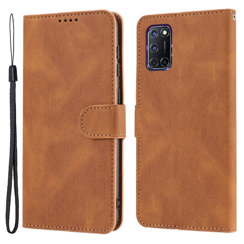 For Oppo A72 / A52 / A92 4G Wallet Phone Case PU Leather Stand Shockproof Flip Cover with Strap