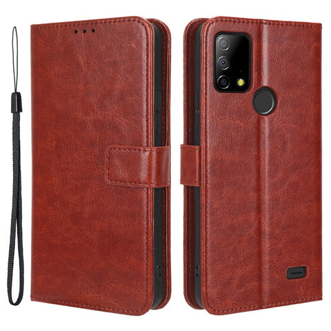 For Vodafone Smart T23 Crazy Horse Texture Wallet Case PU Leather Stand Folio Flip Phone Cover