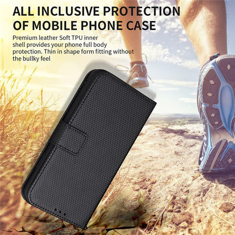 Protective Case for Vodafone Smart T23 PU Leather Flip Cover Diamond Texture Anti-Scratch Wallet Phone Case