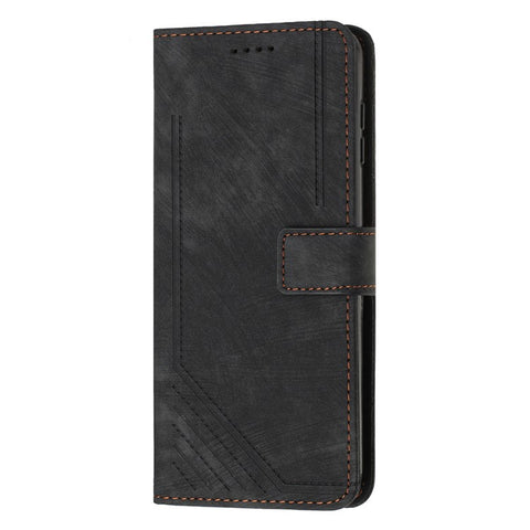 For iPod Touch 5 / 6 / (2019) Phone Case PU Leather Stand Wallet Skin-touch Lines Imprinted Cover