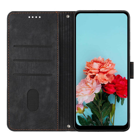 For iPod Touch 5 / 6 / (2019) Phone Case PU Leather Stand Wallet Skin-touch Lines Imprinted Cover