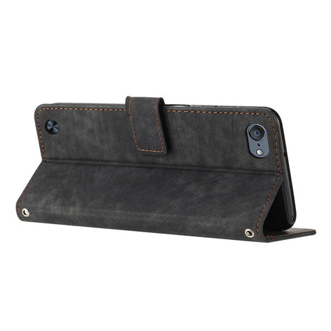 For iPod Touch 5 / 6 / (2019) Phone Case PU Leather Stand Wallet Skin-touch Lines Imprinted Cover