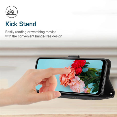 For iPod Touch 5 / 6 / (2019) Phone Case PU Leather Stand Wallet Skin-touch Lines Imprinted Cover