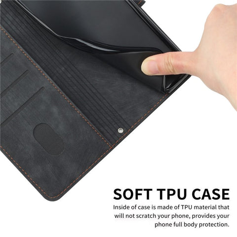 For iPod Touch 5 / 6 / (2019) Phone Case PU Leather Stand Wallet Skin-touch Lines Imprinted Cover