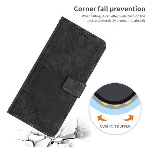 For iPod Touch 5 / 6 / (2019) Phone Case PU Leather Stand Wallet Skin-touch Lines Imprinted Cover