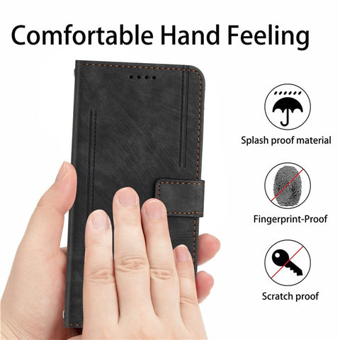 For iPod Touch 5 / 6 / (2019) Phone Case PU Leather Stand Wallet Skin-touch Lines Imprinted Cover