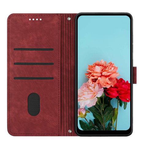 For iPod Touch (2019) / Touch 6 / Touch 5 Crossbody Wallet Case PU Leather Lines Imprinted Stand Phone Cover