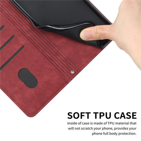 For iPod Touch (2019) / Touch 6 / Touch 5 Crossbody Wallet Case PU Leather Lines Imprinted Stand Phone Cover