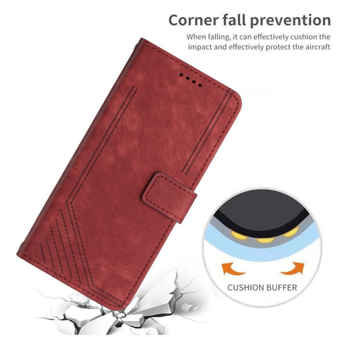 For iPod Touch (2019) / Touch 6 / Touch 5 Crossbody Wallet Case PU Leather Lines Imprinted Stand Phone Cover