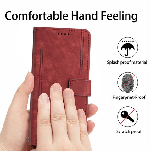 For iPod Touch (2019) / Touch 6 / Touch 5 Crossbody Wallet Case PU Leather Lines Imprinted Stand Phone Cover