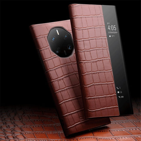 QIALINO Anti-Drop Phone Case for Huawei Mate 50 RS Porsche Design 4G Genuine Cow Leather PC Cover