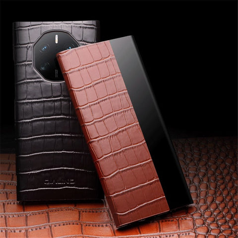 QIALINO Anti-Drop Phone Case for Huawei Mate 50 RS Porsche Design 4G Genuine Cow Leather PC Cover