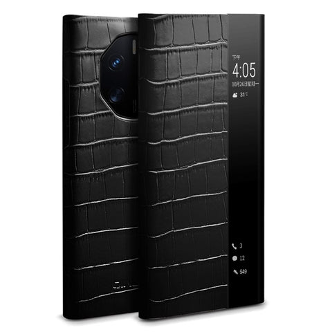 QIALINO Anti-Drop Phone Case for Huawei Mate 50 RS Porsche Design 4G Genuine Cow Leather PC Cover