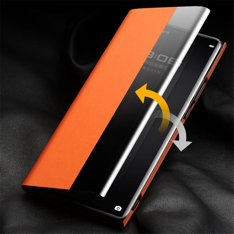 QIALINO Phone Case for Huawei Mate 50 RS Porsche Design 4G Cowhide Leather PC Cover Anti-Drop Shockproof Case