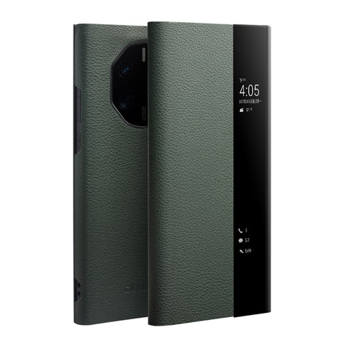 QIALINO Phone Case for Huawei Mate 50 RS Porsche Design 4G Cowhide Leather PC Cover Anti-Drop Shockproof Case