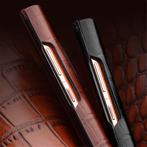 QIALINO For Huawei Mate 50 4G / 50E 4G Genuine Cow Leather PC Cover Anti-Drop Phone Case