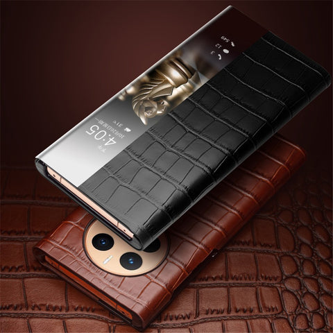 QIALINO For Huawei Mate 50 4G / 50E 4G Genuine Cow Leather PC Cover Anti-Drop Phone Case